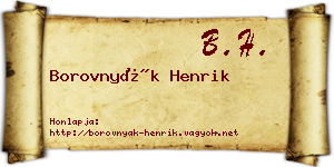 Borovnyák Henrik névjegykártya